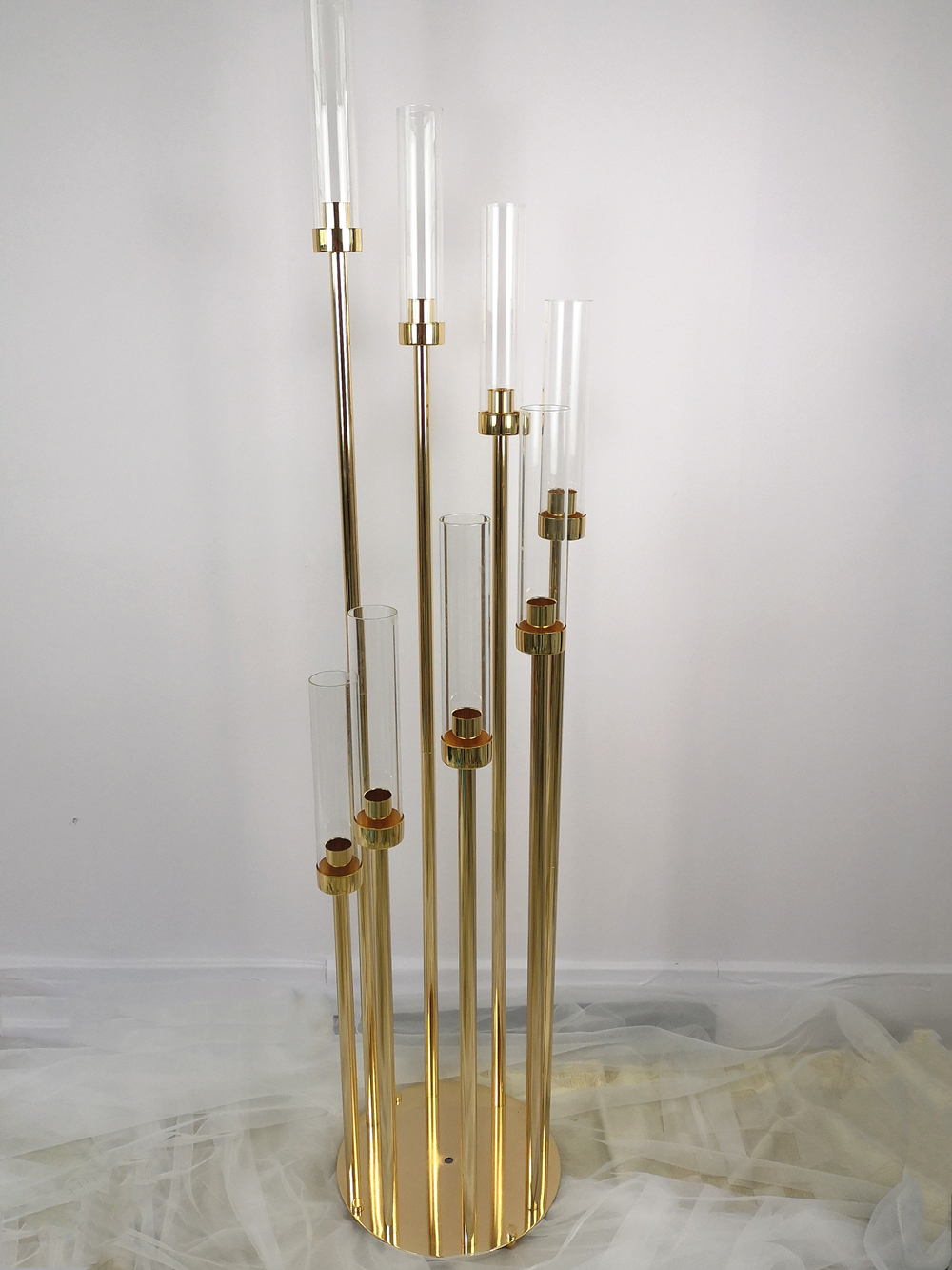 Metal Candle Holders Round Base Candlestick Table Candelabrum Wedding Centerpiece Candelabra Party Luxury Christmas Home Decoration XJ260305