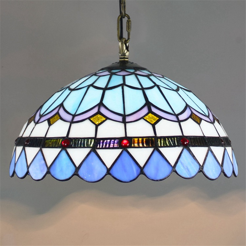 European modern creative glass lamp Tiffany stained glass Mediterranean simple restaurant chandelier bedroom balcony aisle lamp TF070