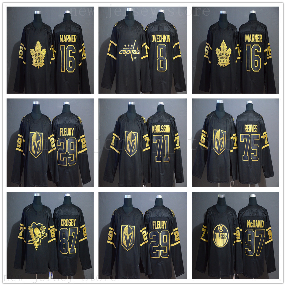 Black Golden Ice Hockey Jerseys 29 Marc-Andre Fleury 71 William Karlsson 75 Ryan Reaves 8 Alex Ovechkin 87 Sidney Crosby 16 Mitchell Marner Jersey, Black;red
Black Golden Ice Hockey Jerseys 29 Marc-Andre Fleury 71 William Karlsson 75 Ryan Reaves 8 Alex Ovechkin 87 Sidney Crosby 16 Mitchell Marner Jersey, Black;red