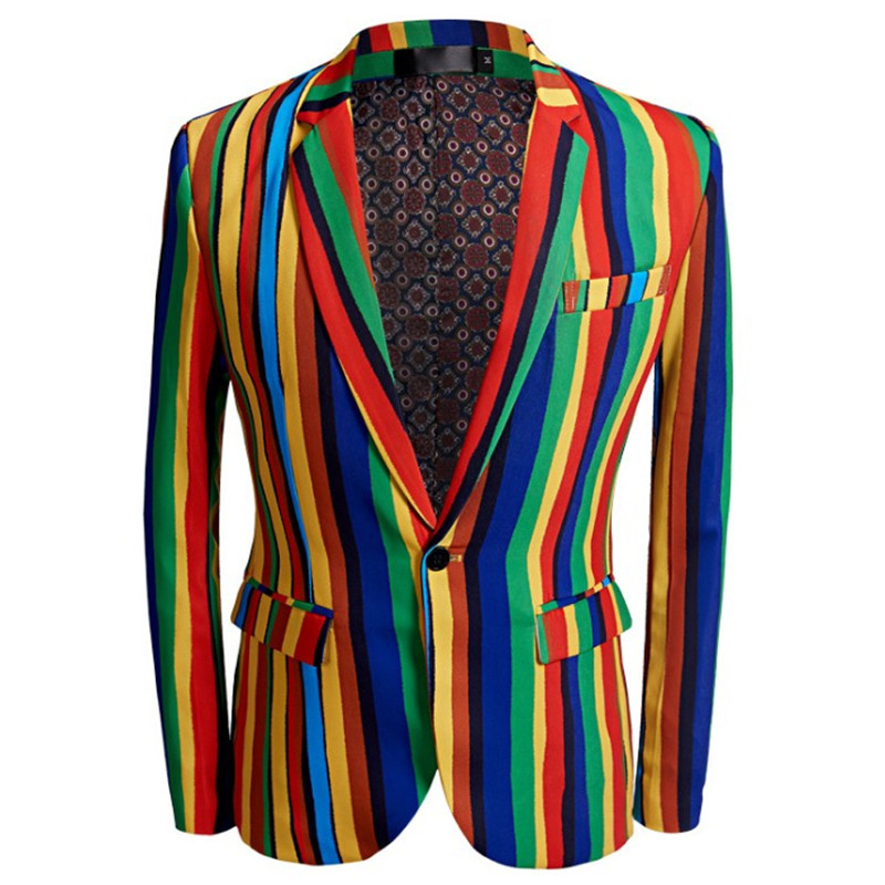 New celebration Christmas fashion men' suit colorful stripes printing Slim casual suit prom carnival jacket, As picture
New celebration Christmas fashion men' suit colorful stripes printing Slim casual suit prom carnival jacket, As picture