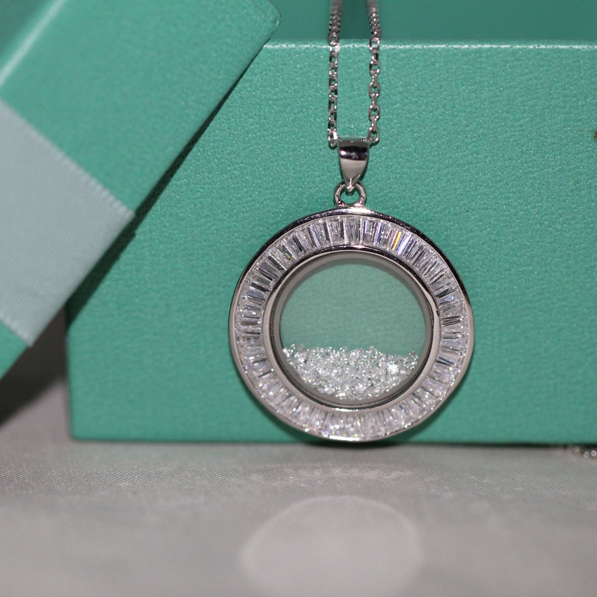 Fashion- real 925 Sterling Silver jewelry High quality crystal CZ Diamonds PENDANT necklace women jewelry Big Round zircon classic PENDANT
