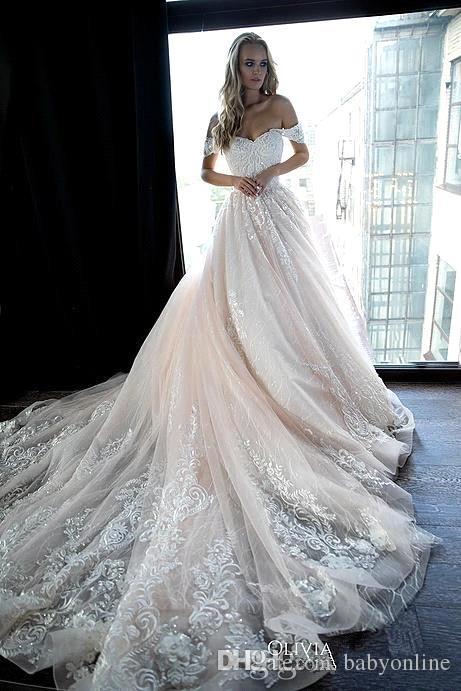 A E Elegant Dresses Blush Pink Off Shoulder Appliques Backless Bohemian Bride Wedding Dress Bridal Gowns Boho Vestidso De Noiva Ppliques