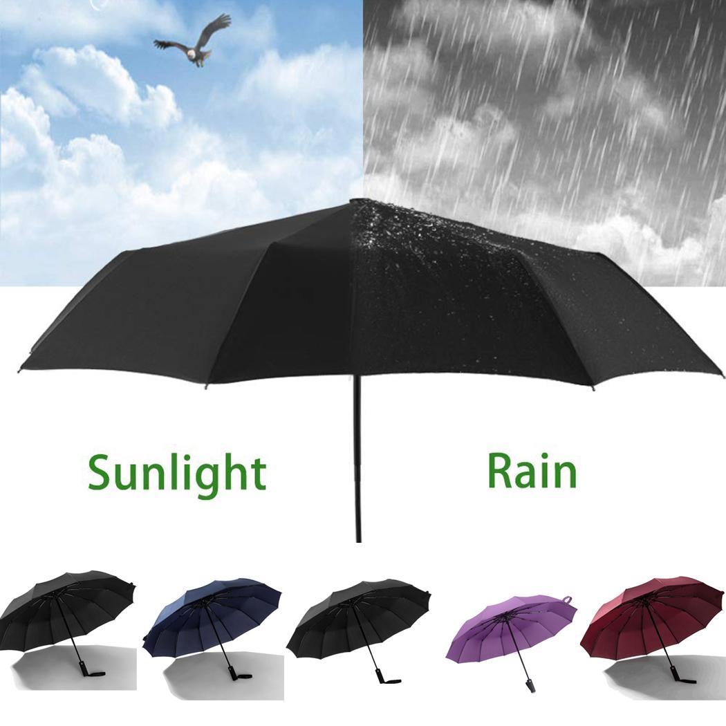 Triple Folding Automatic Umbrellas UV Protection Rubber automatic Windbreaker Umbrellas 12 Bones