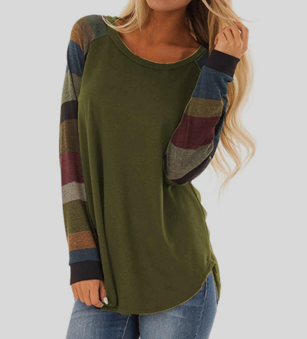 European fashion spring and summer new solid color casual headband round neck long-sleeved T-shirt. Support mixed batch