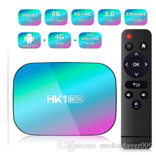 HK1 BOX Amlogic S905X3 smart tv sticker Android 9.0 lan BT4.0 2.4g&5g Wifi Youtube Nef1x media player vs x96 air
