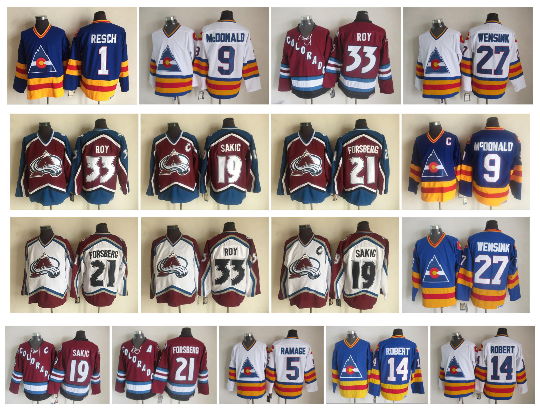 Vintage Colorado Avalanche Jersey 1 Glenn Resch 9 Lanny McDonald 33 Patrick Roy 19 Joe Sakic 21 Forsberg 14 Rene Robert Wensink Retro Hockey, As pic
Vintage Colorado Avalanche Jersey 1 Glenn Resch 9 Lanny McDonald 33 Patrick Roy 19 Joe Sakic 21 Forsberg 14 Rene Robert Wensink Retro Hockey, As pic