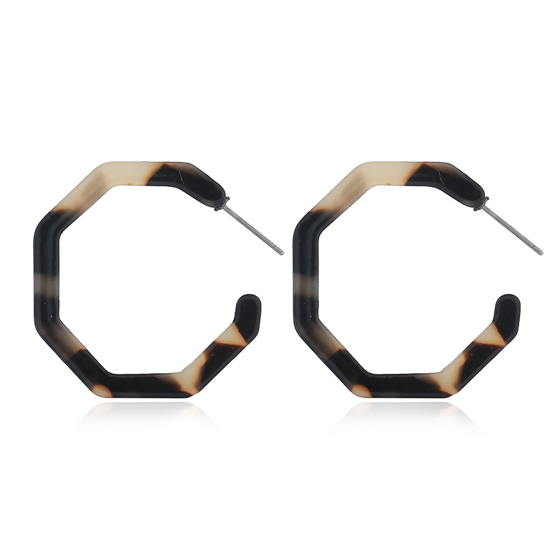 Acrylic Earrings Hoop Lightweight Resin Earrings Geometric Octagon Statement Stud Earrings Bohemian Fashion Jewelry