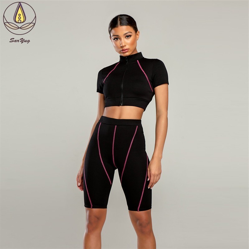Solid Black Yoga Set 2 PCS Sport Clothing Short Sleeve Tank Top Zipper Sport T-shirt High Waist Women Running Shorts Pants 2019
Solid Black Yoga Set 2 PCS Sport Clothing Short Sleeve Tank Top Zipper Sport T-shirt High Waist Women Running Shorts Pants 2019