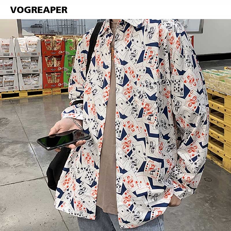 Spring Autumn Fashion Harajuku Men Casual Funny Poker Printed Long Sleeve Shirts Tops Blouse Streetwear Design Loose Shirt, Yellow
Spring Autumn Fashion Harajuku Men Casual Funny Poker Printed Long Sleeve Shirts Tops Blouse Streetwear Design Loose Shirt, Yellow