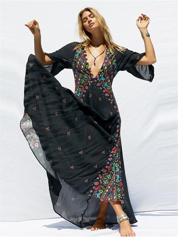 Deep V Sexy Dress Women 2020 Summer Half Butterfly Sleeve Flower Floral Print Maxi Dress Bohemian Beach Party Black/White
Deep V Sexy Dress Women 2020 Summer Half Butterfly Sleeve Flower Floral Print Maxi Dress Bohemian Beach Party Black/White