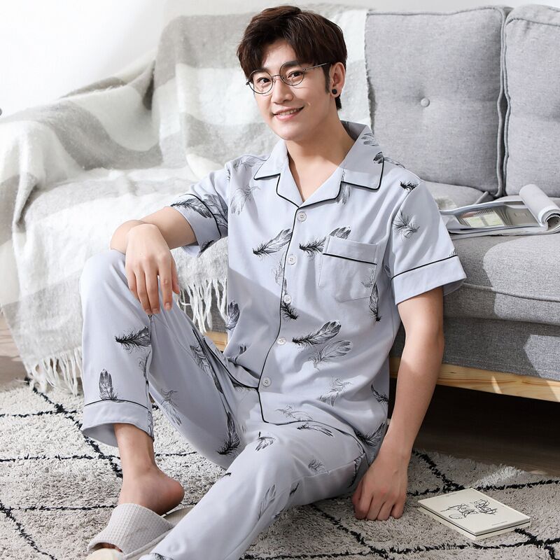 Men's Sleepwear Pyjamas Men Print Casual Plus Size Cotton Mens Lounge Wear Winter Pajamas Pijama Hombre