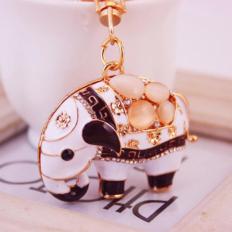 Drip Oil Alloy Car Keychain Keyring Car Accessories Cute Animal Elephant Key Chain Ring Holder For Women Bag Accessories