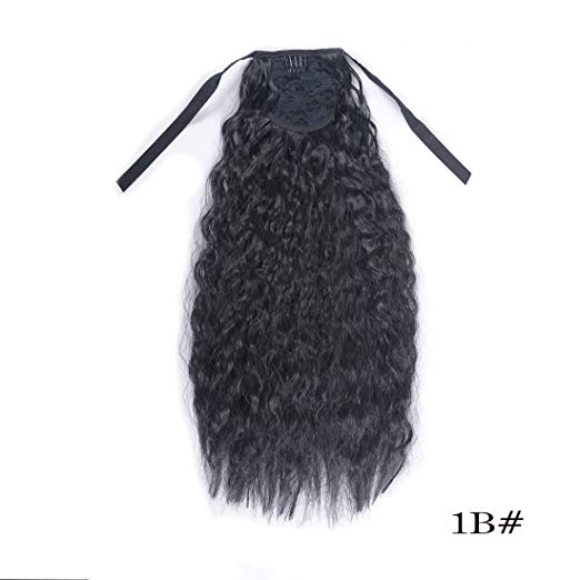 ponytail natural hair for black women, kinky curly human hair ponytail extension 160g peruvian virgin hair drawstring ponytail black 1b