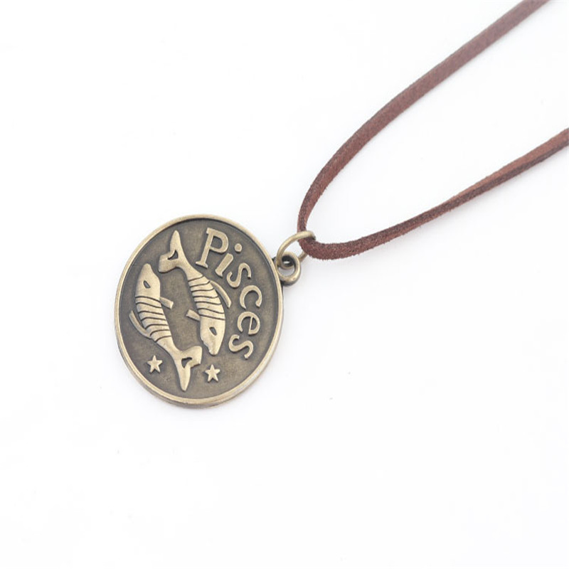 Twelve Constellations Pisces Necklace Pendant brown rope Quartz Men Women Half Fish Bronze Chain Steampunk Gift
Twelve Constellations Pisces Necklace Pendant brown rope Quartz Men Women Half Fish Bronze Chain Steampunk Gift