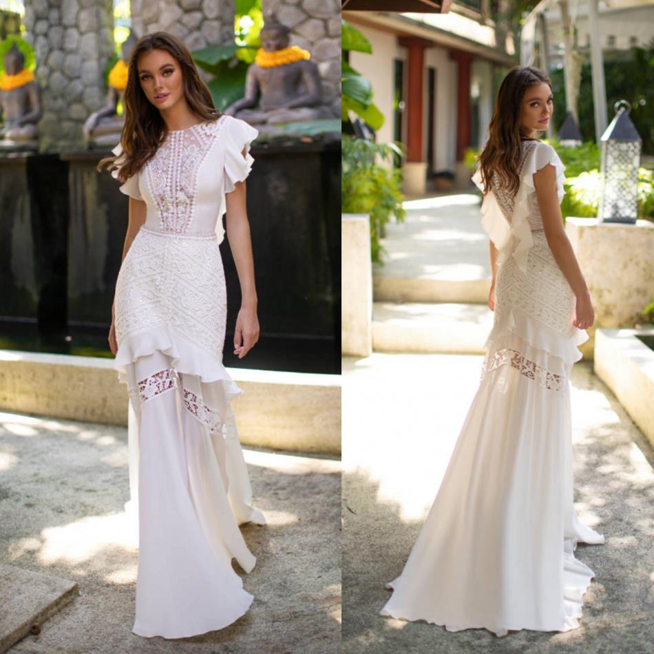Milla Nova Mermaid Wedding Dresses 2019 Jewel Neckline Lace Appliqued Sweep Train Boho Wedding Dress Plus Size Bohemian Bridal Gowns, Khaki
Milla Nova Mermaid Wedding Dresses 2019 Jewel Neckline Lace Appliqued Sweep Train Boho Wedding Dress Plus Size Bohemian Bridal Gowns, Khaki