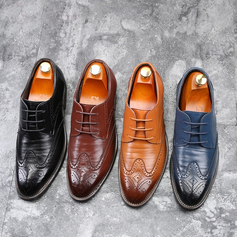 New Men Oxford Genuine Leather Rubber Dress Shoes Lace Up Flats Male Casual Shoes Black Brown Size 38-48