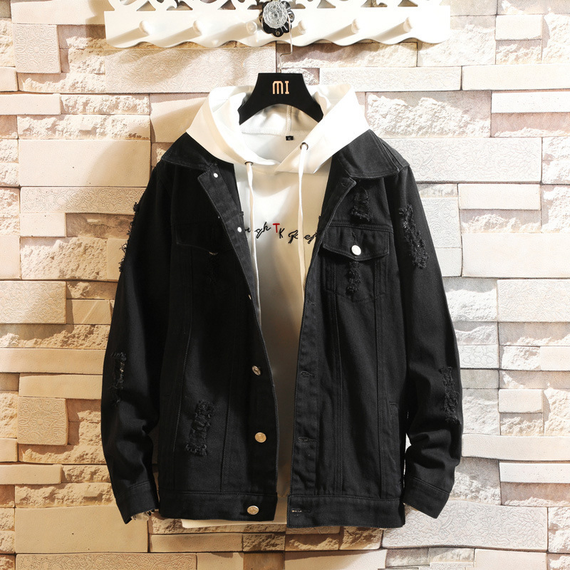 Men\'s Fashion Denim Jacket Casual Bomber Hip Hop Retro Denim Streetwear 2019 LY191210