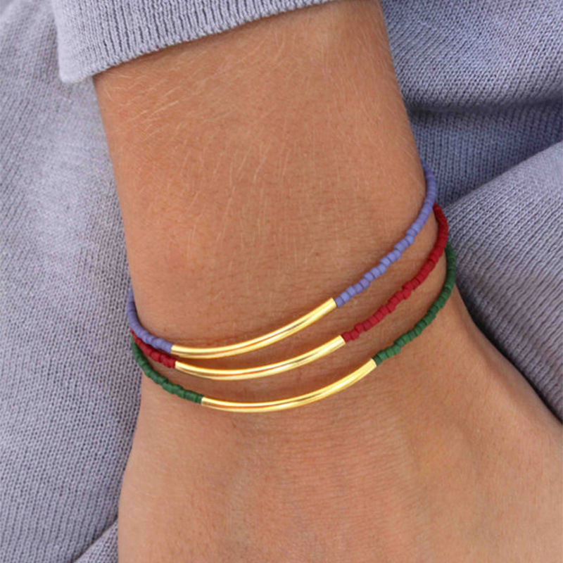 Multilayer Copper Tube Rice Beads Bracelet Wholesale Red Green Blue Beaded Bracelet Metal Three Piece Set Simple Fashion Jewelry
Multilayer Copper Tube Rice Beads Bracelet Wholesale Red Green Blue Beaded Bracelet Metal Three Piece Set Simple Fashion Jewelry
