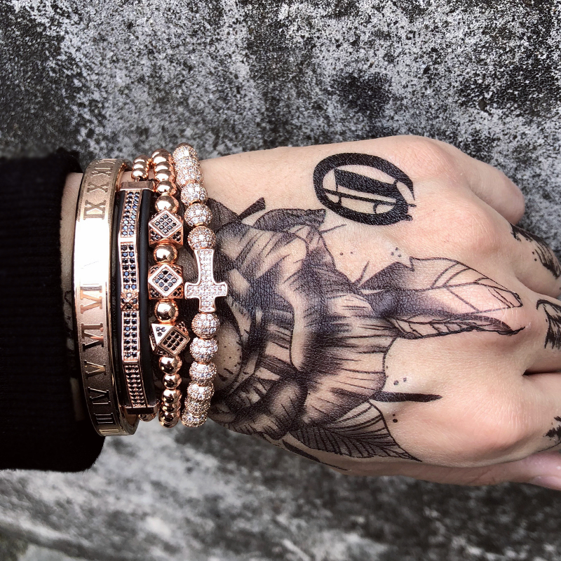 Men Bracelet 4pcs/set crown charms jewelry Macrame beads Bracelets Braiding Man Luxury for Gift Valentine's Day Holiday Christmas