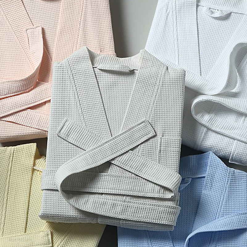 Men's Sleepwear Star El Cotton Waffle Bathrobe Knee Length Summer Kimono Men Bath Robe Plus Size Women Dressing Gown Bridesmaid Robes