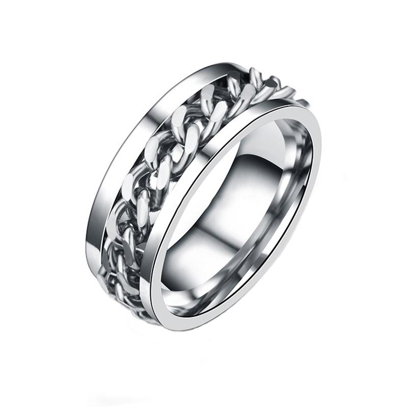 Stainless Steel Removable Spin Ring band rings Rotatable gold chains mens rings fashion jewelry