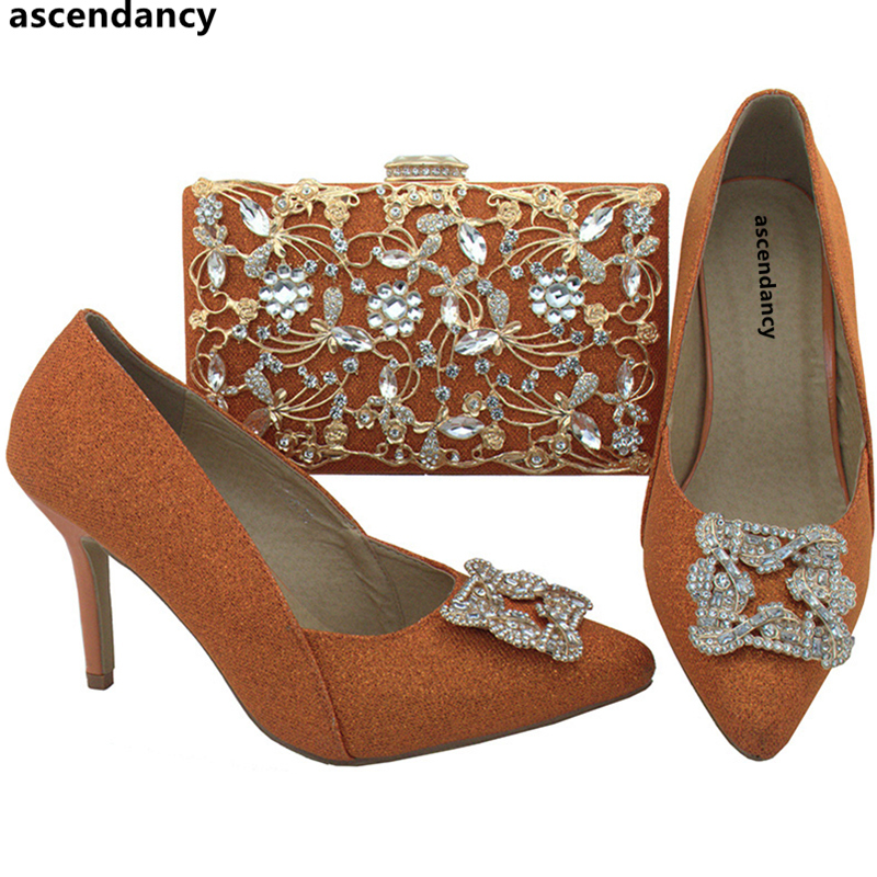 Dress Shoes Orange Color Nigerian And Matching Bags Ladies With Set Decorated Rhinestone Party Bag, Black
Dress Shoes Orange Color Nigerian And Matching Bags Ladies With Set Decorated Rhinestone Party Bag, Black