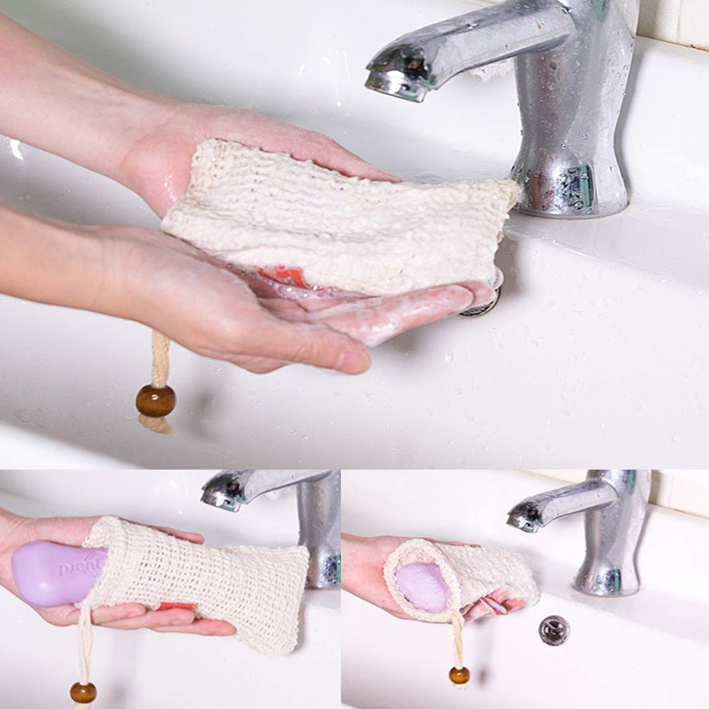 Soap Storage Bag Scrub Tool Manual Bubble Shower Soap Saver Pouches Holder Shower Bath Foaming Natural Bath Bag Sisal Shower Soap Bags M1228