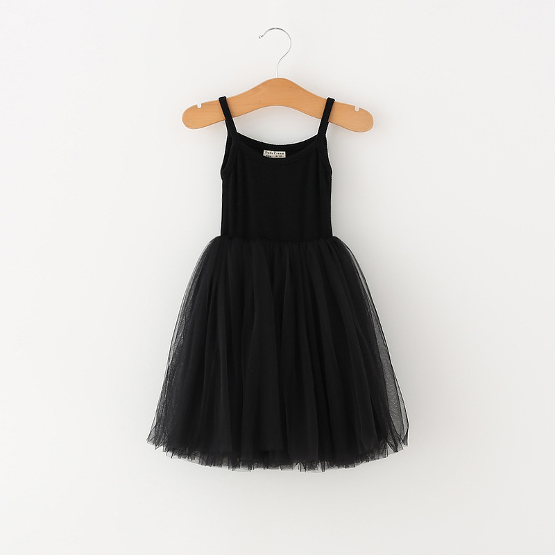 Baby girls Lace Tulle Sling dress Children suspender Mesh Tutu princess dresses summer Boutique Kids Clothing 4 colors C6257