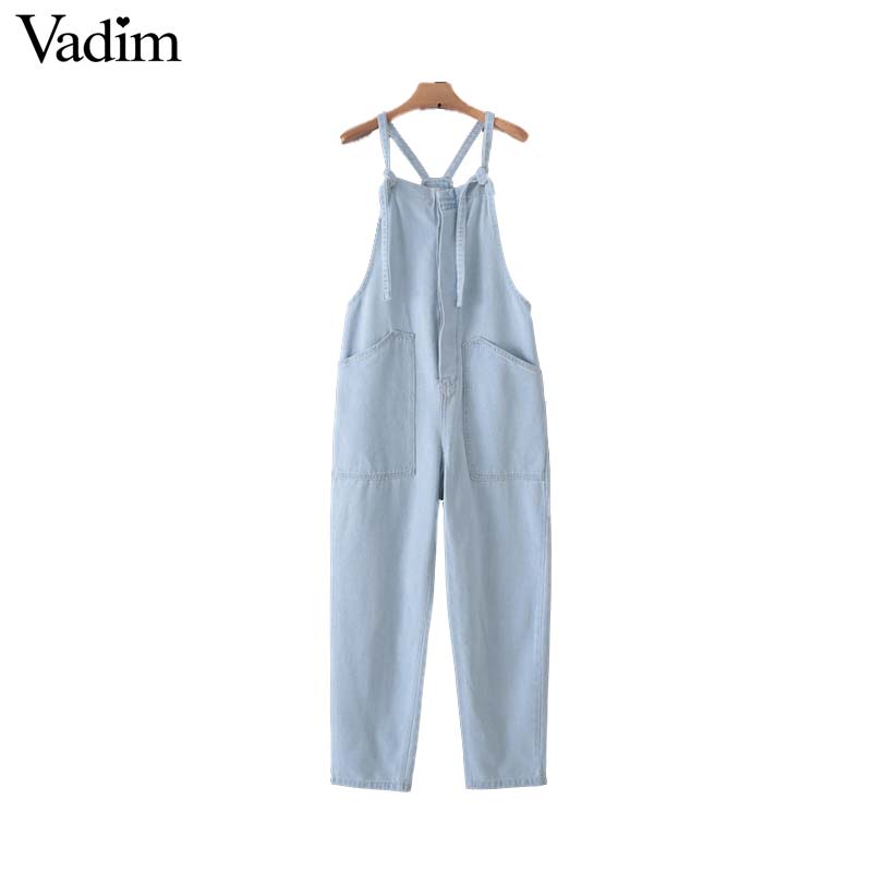 Vadim women denims long jumpsuits adjustable straps sleeveless pockets female casual vintage overalls chic solid playsuits KB055, As picture
Vadim women denims long jumpsuits adjustable straps sleeveless pockets female casual vintage overalls chic solid playsuits KB055, As picture