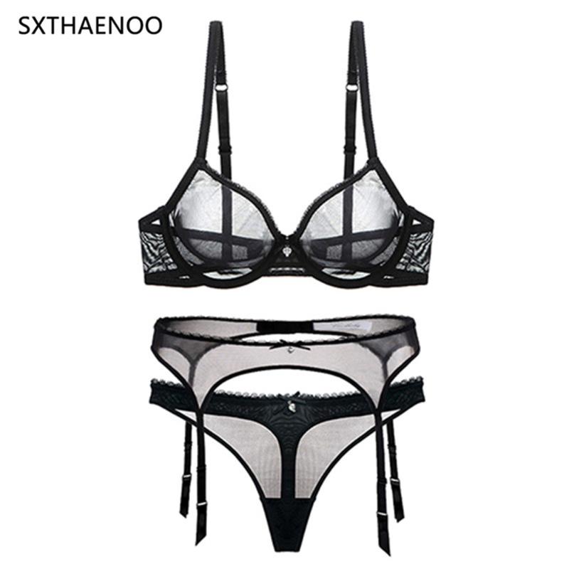 SXTH AENOO Lace Mesh Bra Set With Garter Belt Sexy Lingerie Soft Cup Bralette Panty See Through Sleepwear For Women, Black
SXTH AENOO Lace Mesh Bra Set With Garter Belt Sexy Lingerie Soft Cup Bralette Panty See Through Sleepwear For Women, Black