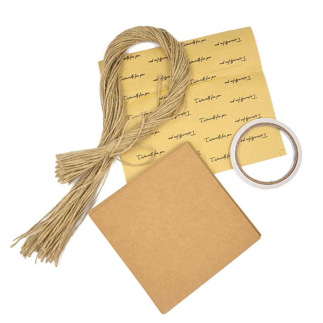 Behogar 100 PCS Retro Kraft Paper Cones Bouquet Candy Bags Boxes Wedding Party Gifts Packing with Ropes Label