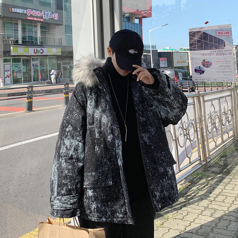 Men's Down & Parkas Camo Parka Men Coats Winter Jacket Thicken Fur Hooded Outwear Warm Coat Clothing Casual