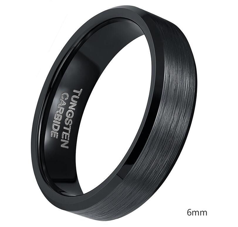 4mm 6mm 8mm Black Tungsten Cardide Ring Men High Polished Edges Wedding Band Engagement Rings For Women Male Jewelry Comfort Fit