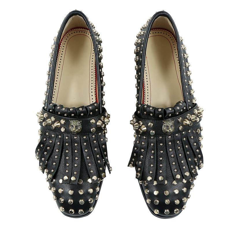 Black Leather Shoes Mens Round Toe Rivet Tassel Flat Loafer Shoes For man Slip On Round Toe Party Shoes t16
Black Leather Shoes Mens Round Toe Rivet Tassel Flat Loafer Shoes For man Slip On Round Toe Party Shoes t16