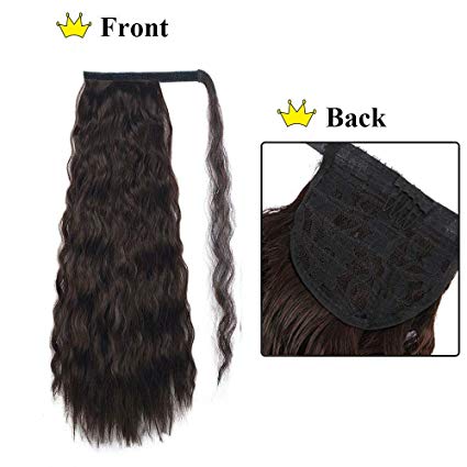 160g Long Drawstring Ponytail Human High Puff Afro Clip in Ponytail Hair Extensions Brown Curly Corn Wave Clip in Hair Pieces for Women