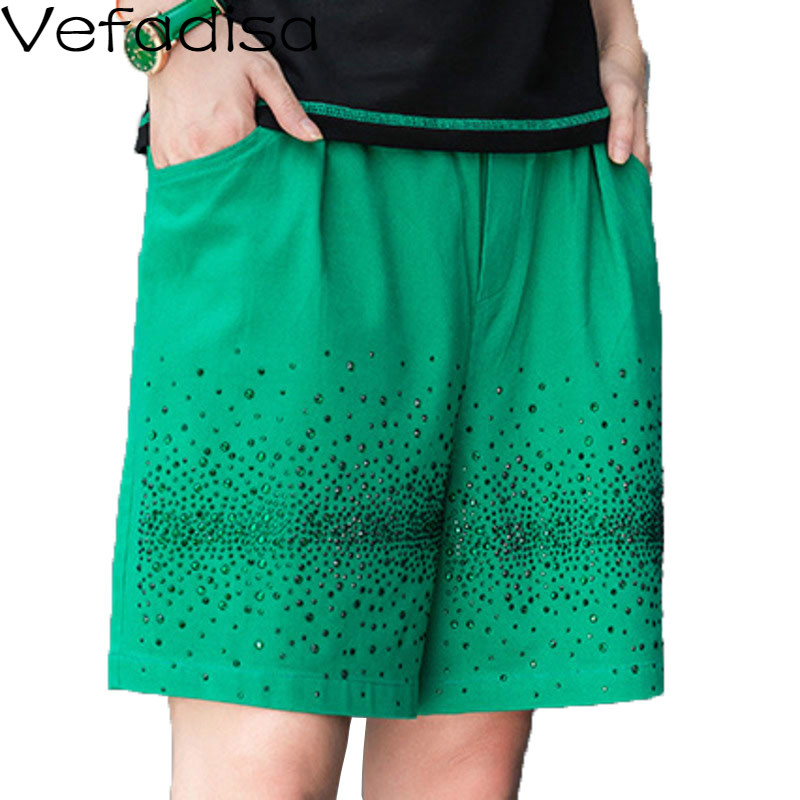 Vefadisa Fashion Diamond Women Shorts 2020 Elastic Waist Plus Size Summer Shorts Casual Women Loose Green Black QYF2998 
Vefadisa Fashion Diamond Women Shorts 2020 Elastic Waist Plus Size Summer Shorts Casual Women Loose Green Black QYF2998