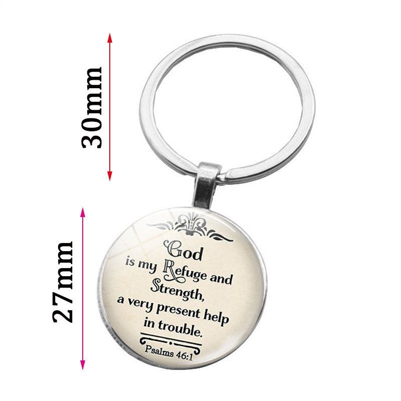 God Is in myrefuge and strength a very present help in the trouble Bible Quote Faith Keychain Keyring Bible Verse key chain