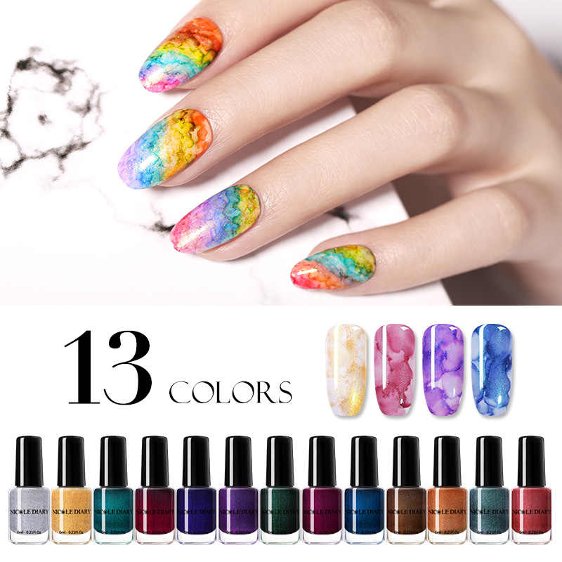 NICOLE DIARY 6ml Colorful Watercolor Marble Nail Ink Blossom Nail Polish Sparkling DIY Art for Decoration DIY, 6ml ndac01
NICOLE DIARY 6ml Colorful Watercolor Marble Nail Ink Blossom Nail Polish Sparkling DIY Art for Decoration DIY, 6ml ndac01