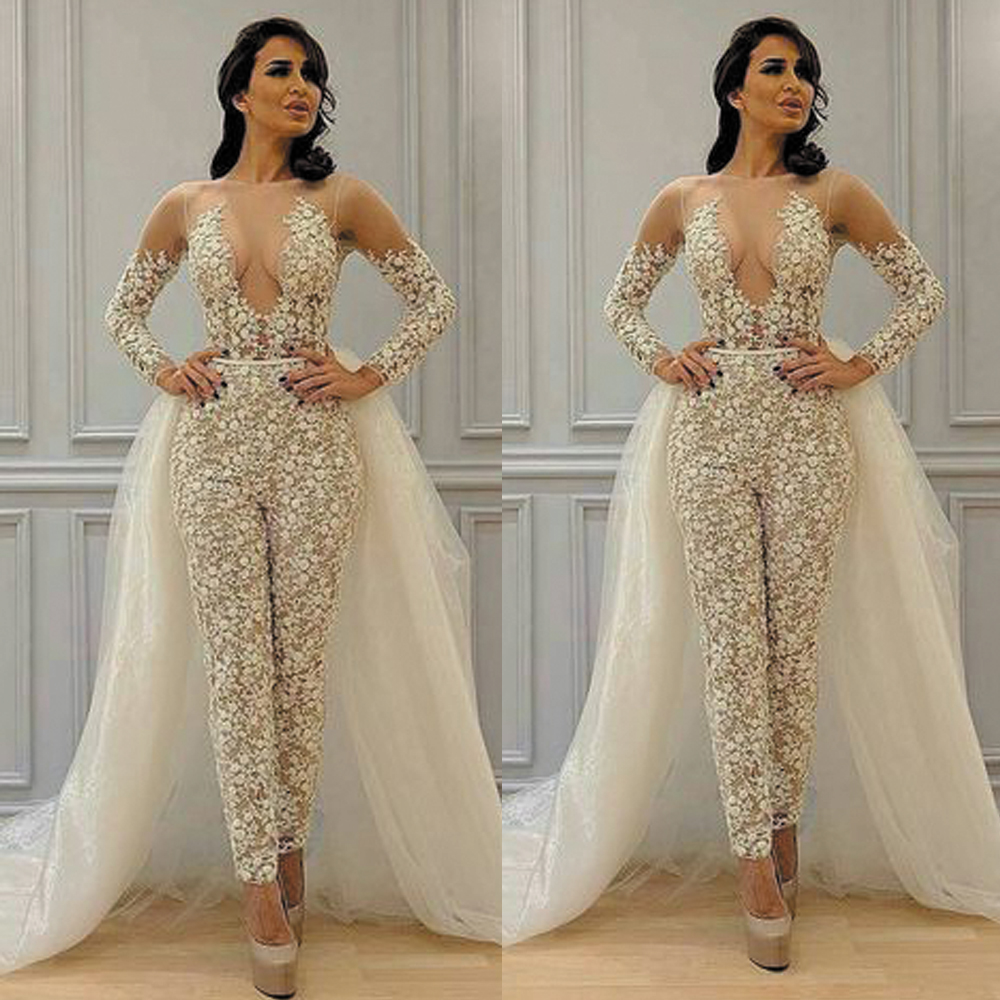 Modest Detachable Skirt Jumpsuit Wedding Dresses Bridal Gowns 2021 Lace Applique Long Sleeve Elegant Pant Suit for Women Vestidos, Burgundy
Modest Detachable Skirt Jumpsuit Wedding Dresses Bridal Gowns 2021 Lace Applique Long Sleeve Elegant Pant Suit for Women Vestidos, Burgundy