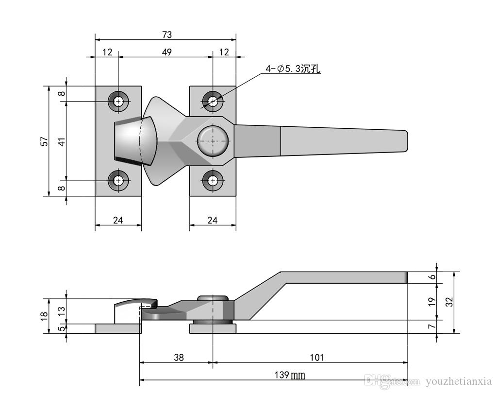 one pcs Freezer Door Konb Lock Oven Handle Cold Storage Hinge Industrial Truck Latch Sealed Sound Proof Pull Cabinet Closed Knob