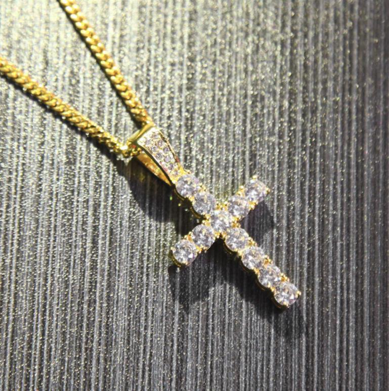 Hip Hop Cross Pendant Necklace With 60cm Chain For Men and Women Copper Iced Out Cubic Zircon Bling Men Jewelry N340