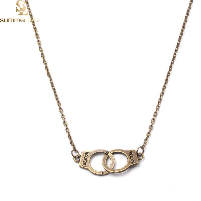 New Fashion Handcuff Pendant Necklace For Women Mens Steampunk Collares Freedom Necklaces Valentine's Day Gift 2019
New Fashion Handcuff Pendant Necklace For Women Mens Steampunk Collares Freedom Necklaces Valentine's Day Gift 2019