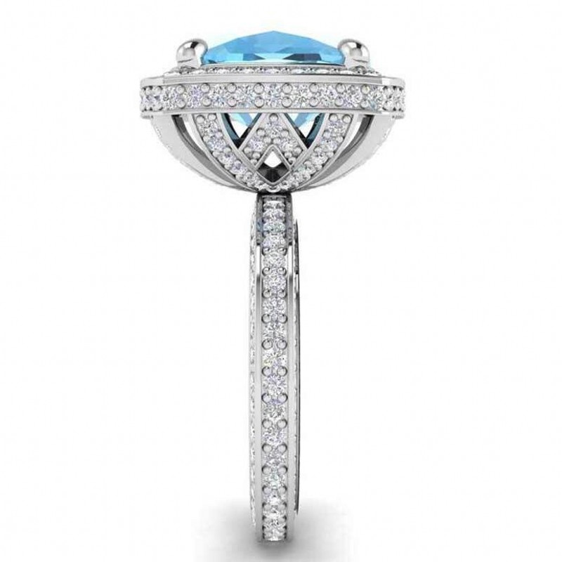 Vintage Fashion Jewelry Sterg Sier Blue Sapphire CZ Dia Eternity Women Wedding Bridal Ring Gift Size 6 10