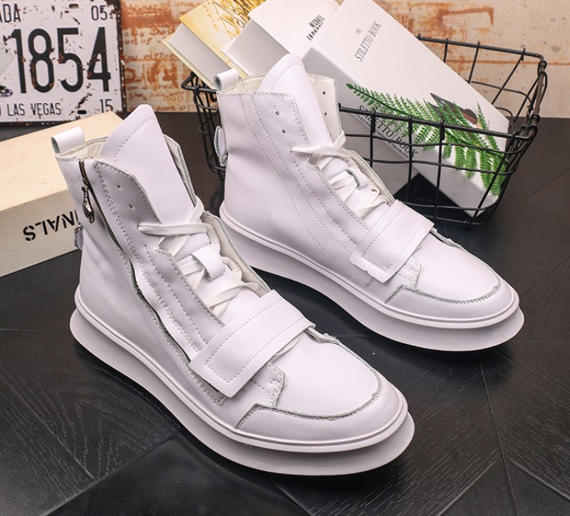 Hot Sale-Men's high-top shoes small white shoes Korean youth joker board shoe white casual shoes midthigh ankle boots, booties V52