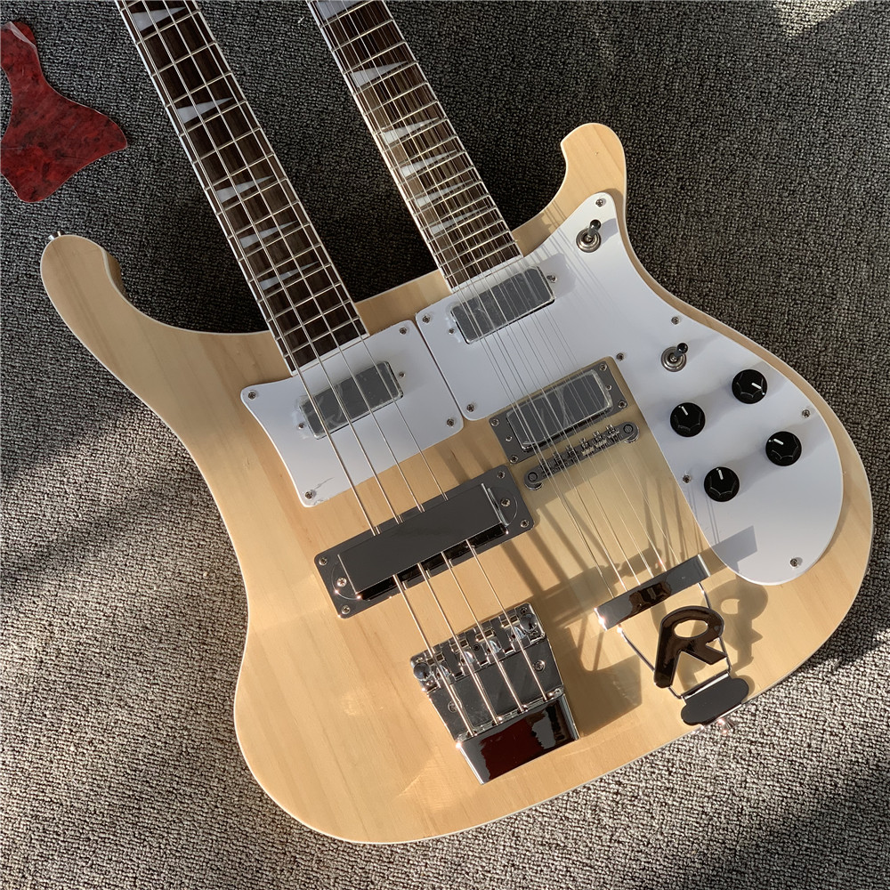 Free Shipping Factory Natural Wood Color Double Neck Electric Bass and Guitar,4+12 Strings,Chrome Hardware,White Pickguard,Offer Customized
Free Shipping Factory Natural Wood Color Double Neck Electric Bass and Guitar,4+12 Strings,Chrome Hardware,White Pickguard,Offer Customized
