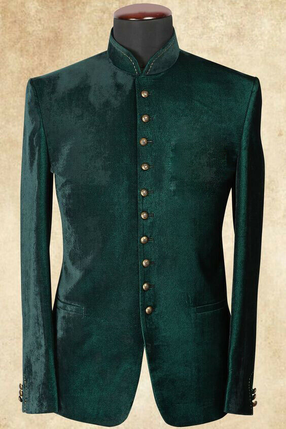 Green Velvet Mens Designer Jackets Peaked Lapel Groom Formal Wear Prom Tuxedos Best Man Blazer Suit Only One Piece