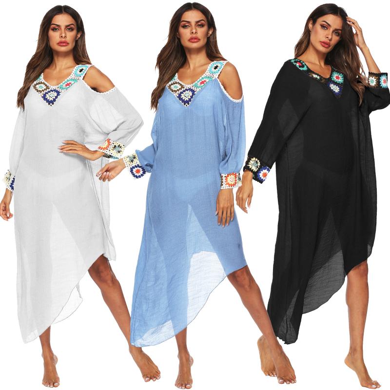 Color flower embroidery hand-woven mid-length off-the-shoulder stitching beach blouse sunscreen
Color flower embroidery hand-woven mid-length off-the-shoulder stitching beach blouse sunscreen