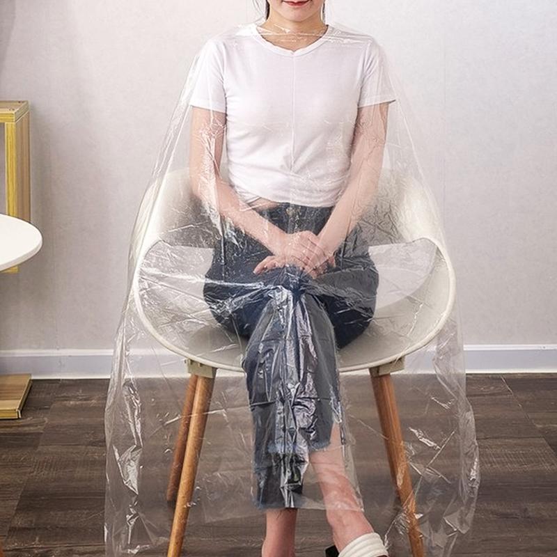 Disposable Aprons Hair Dye Cape Durable PE Waterproof Apron Hair Salon Haircut Emu Transparent Hairdressing Cloth