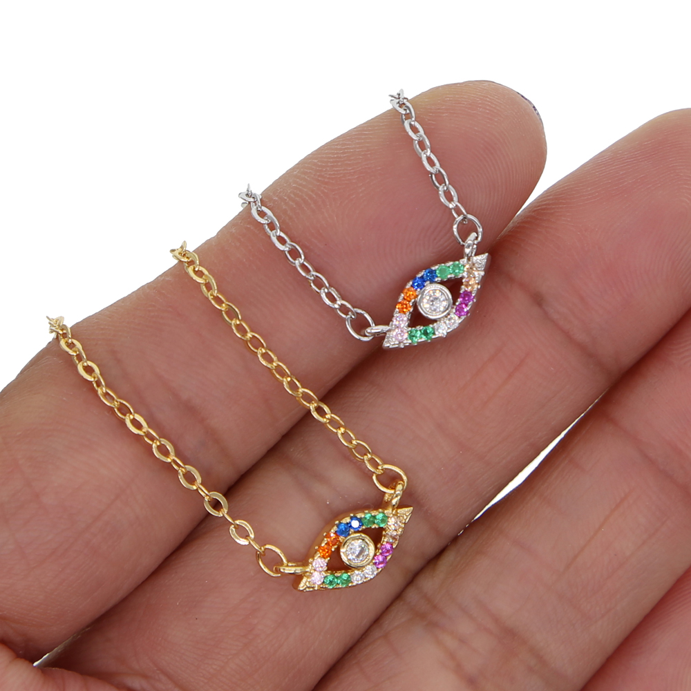 Gold silver plated high quality women jewelry cute lovely turkish evil eye charm necklace