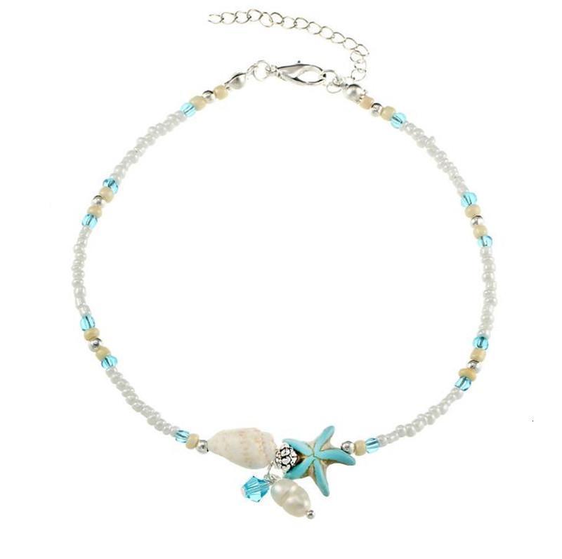 Boho freshwater pearl charm anklets women barefoot sandals beads ankle bracelet summer beach starfish beaded ankle bracelets foot jewelry GB